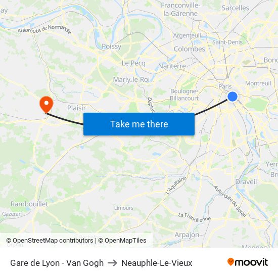 Gare de Lyon - Van Gogh to Neauphle-Le-Vieux map