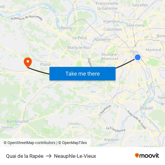 Quai de la Rapée to Neauphle-Le-Vieux map