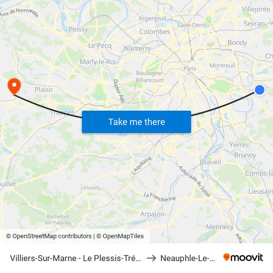 Villiers-Sur-Marne - Le Plessis-Trévise RER to Neauphle-Le-Vieux map