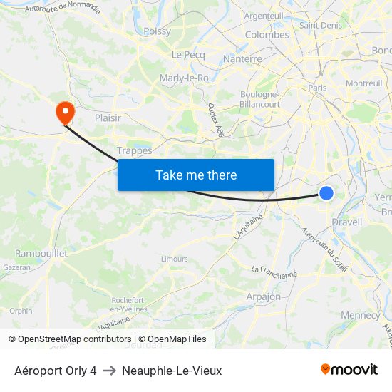 Aéroport Orly 4 to Neauphle-Le-Vieux map