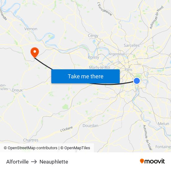 Alfortville to Neauphlette map