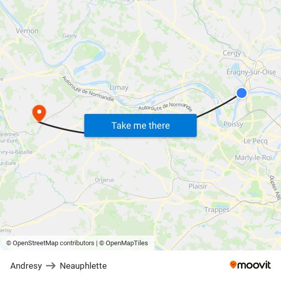 Andresy to Neauphlette map