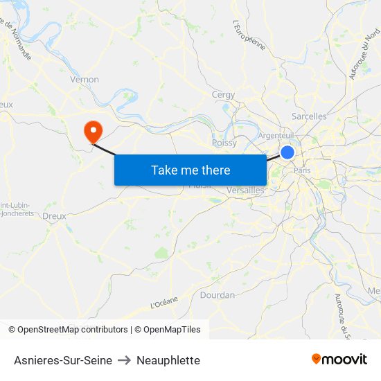 Asnieres-Sur-Seine to Neauphlette map