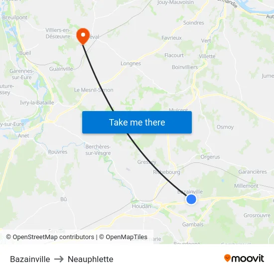 Bazainville to Neauphlette map