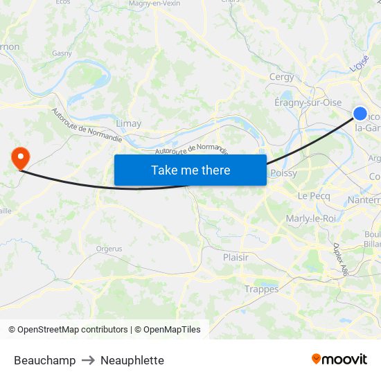 Beauchamp to Neauphlette map