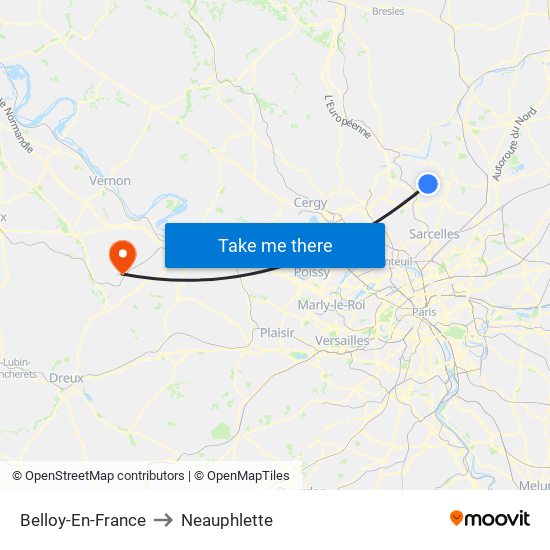 Belloy-En-France to Neauphlette map