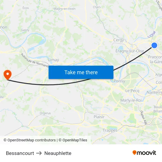 Bessancourt to Neauphlette map