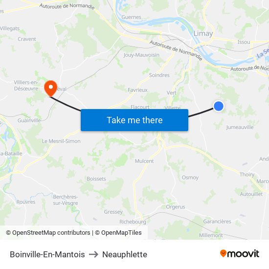Boinville-En-Mantois to Neauphlette map