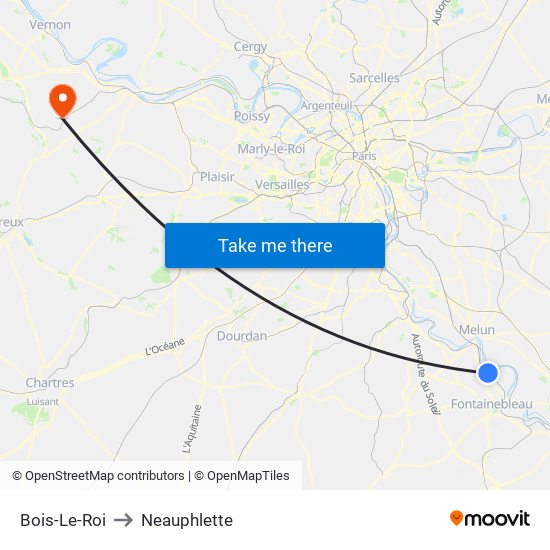 Bois-Le-Roi to Neauphlette map