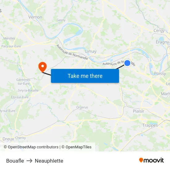 Bouafle to Neauphlette map
