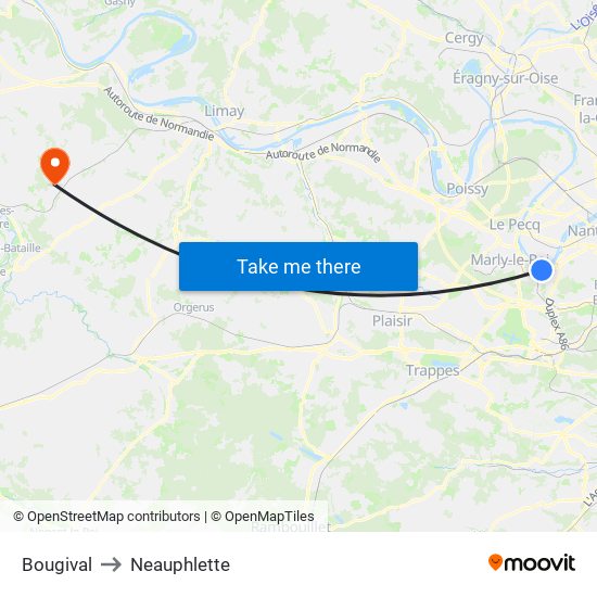 Bougival to Neauphlette map