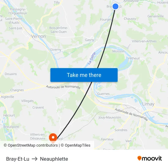 Bray-Et-Lu to Neauphlette map