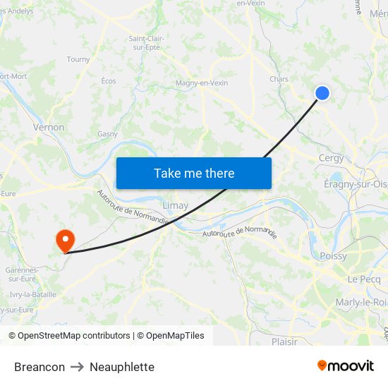 Breancon to Neauphlette map