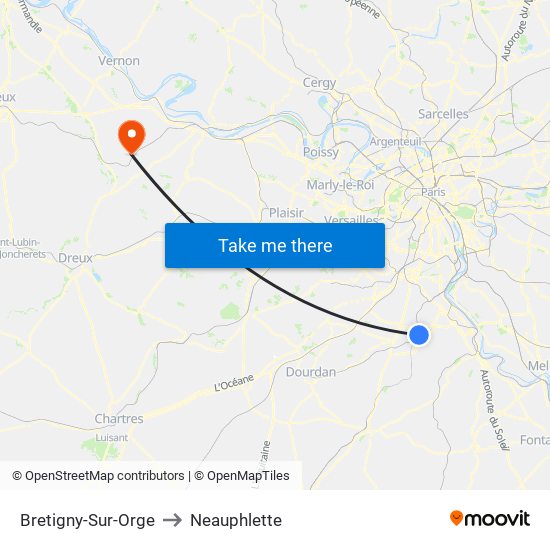 Bretigny-Sur-Orge to Neauphlette map