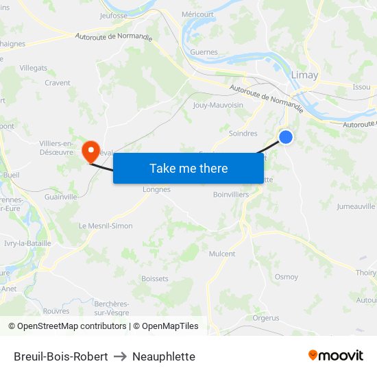 Breuil-Bois-Robert to Neauphlette map