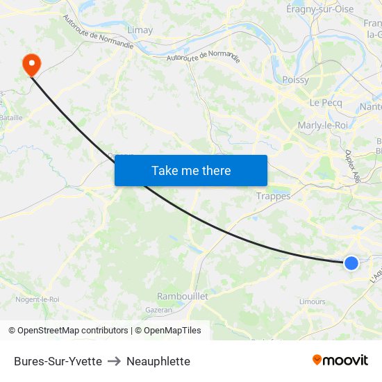Bures-Sur-Yvette to Neauphlette map