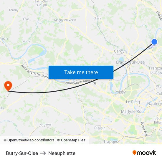 Butry-Sur-Oise to Neauphlette map