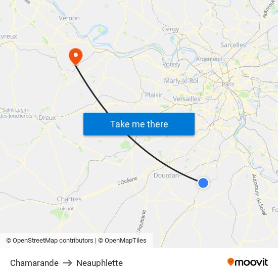 Chamarande to Neauphlette map