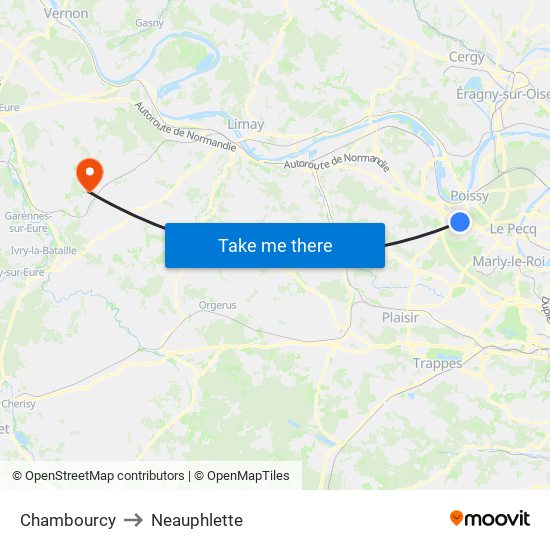 Chambourcy to Neauphlette map