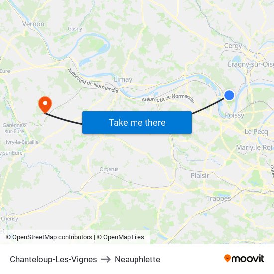 Chanteloup-Les-Vignes to Neauphlette map
