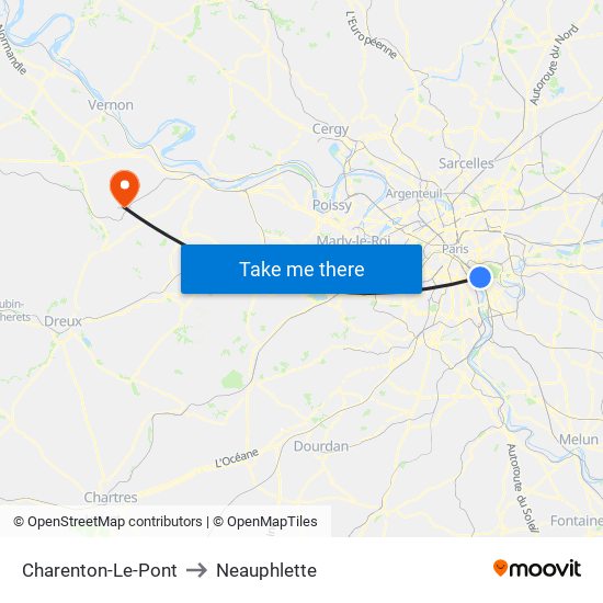 Charenton-Le-Pont to Neauphlette map