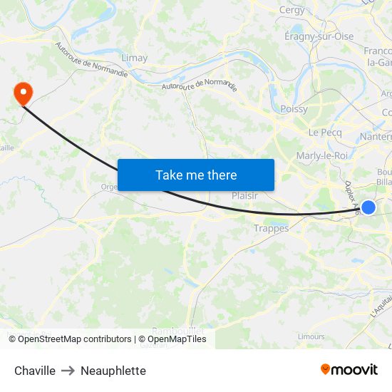 Chaville to Neauphlette map