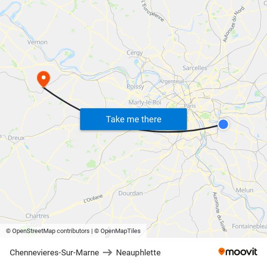 Chennevieres-Sur-Marne to Neauphlette map