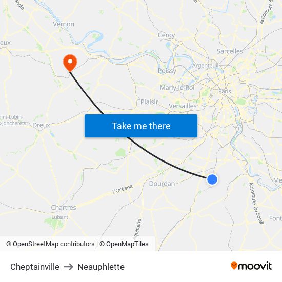 Cheptainville to Neauphlette map