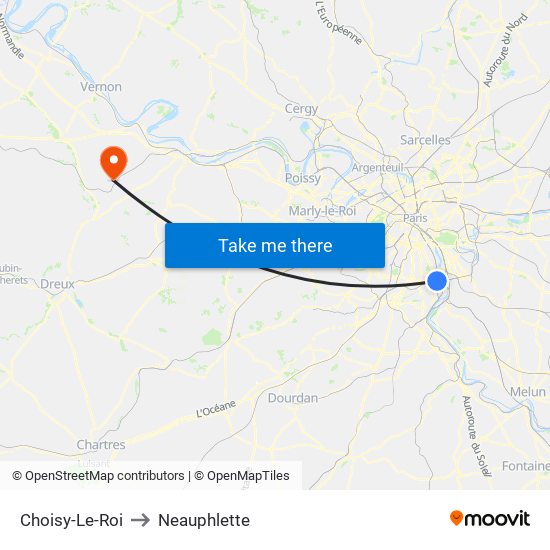 Choisy-Le-Roi to Neauphlette map