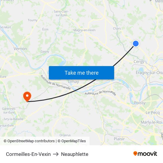 Cormeilles-En-Vexin to Neauphlette map