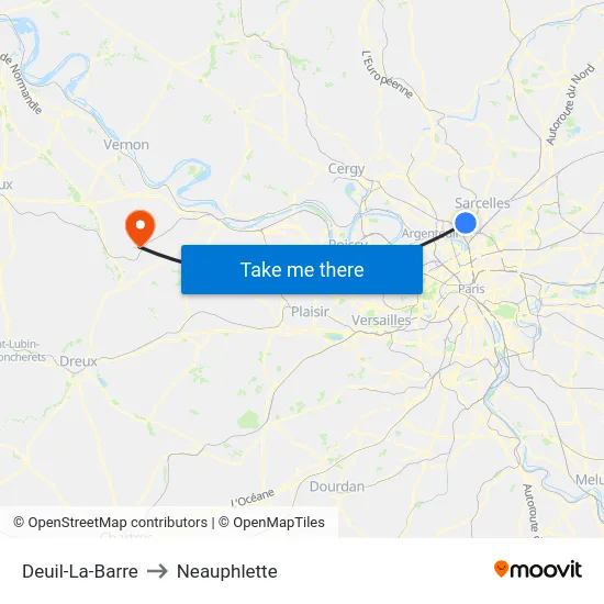 Deuil-La-Barre to Neauphlette map