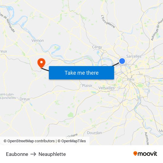 Eaubonne to Neauphlette map