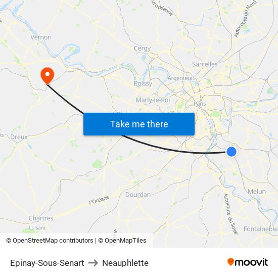 Epinay-Sous-Senart to Neauphlette map
