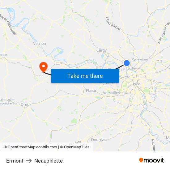 Ermont to Neauphlette map
