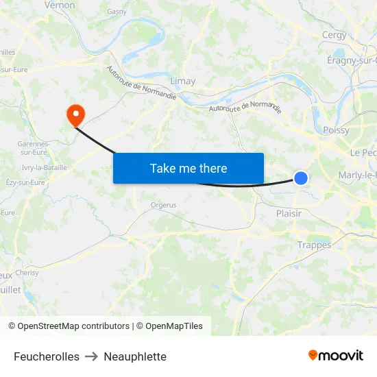 Feucherolles to Neauphlette map