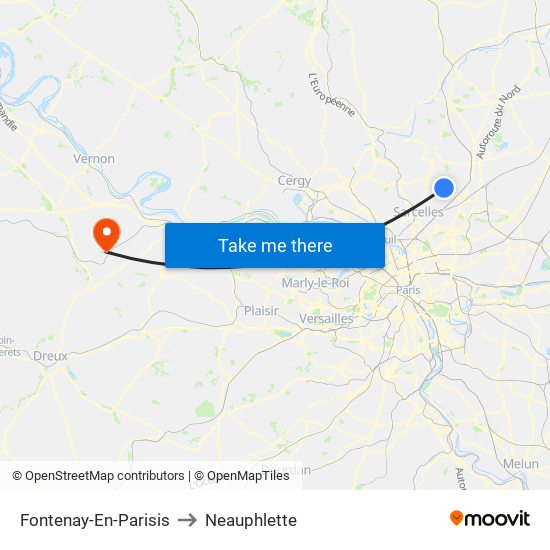 Fontenay-En-Parisis to Neauphlette map