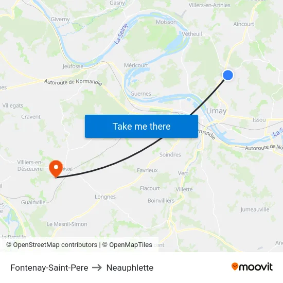 Fontenay-Saint-Pere to Neauphlette map