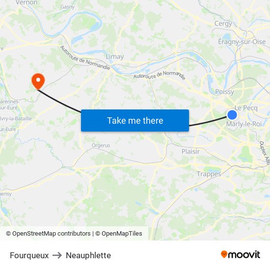 Fourqueux to Neauphlette map