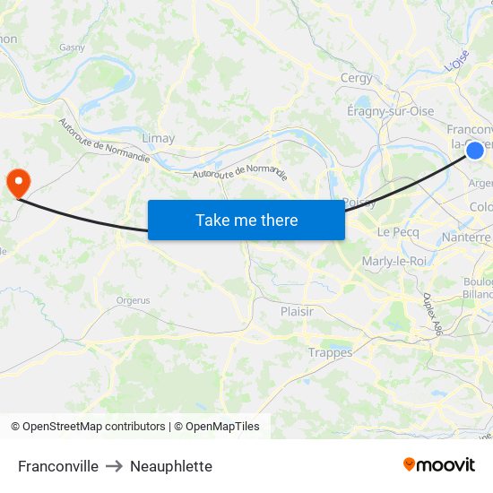Franconville to Neauphlette map