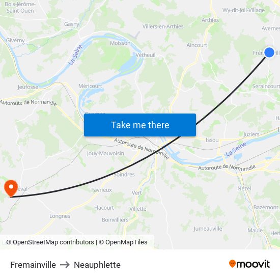 Fremainville to Neauphlette map