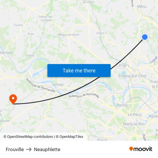 Frouville to Neauphlette map