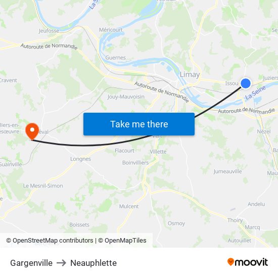 Gargenville to Neauphlette map