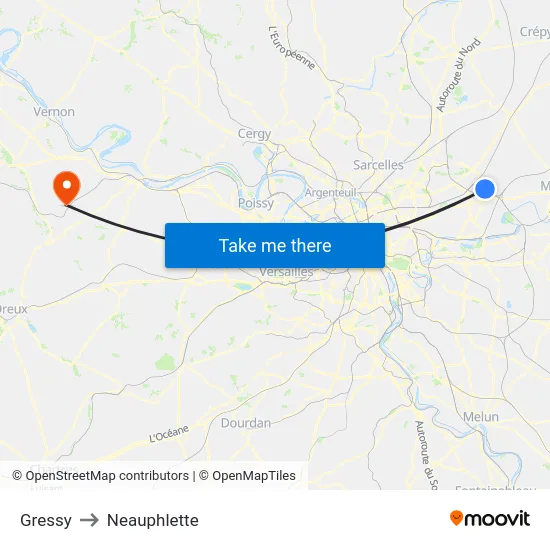 Gressy to Neauphlette map