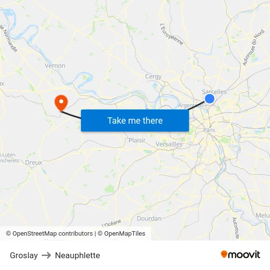 Groslay to Neauphlette map