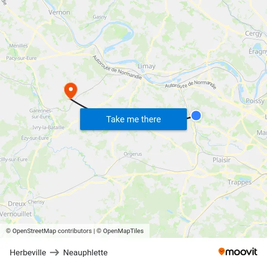 Herbeville to Neauphlette map