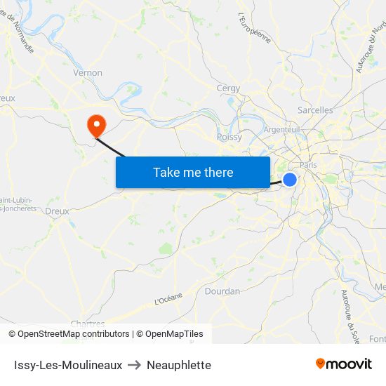 Issy-Les-Moulineaux to Neauphlette map