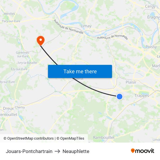 Jouars-Pontchartrain to Neauphlette map