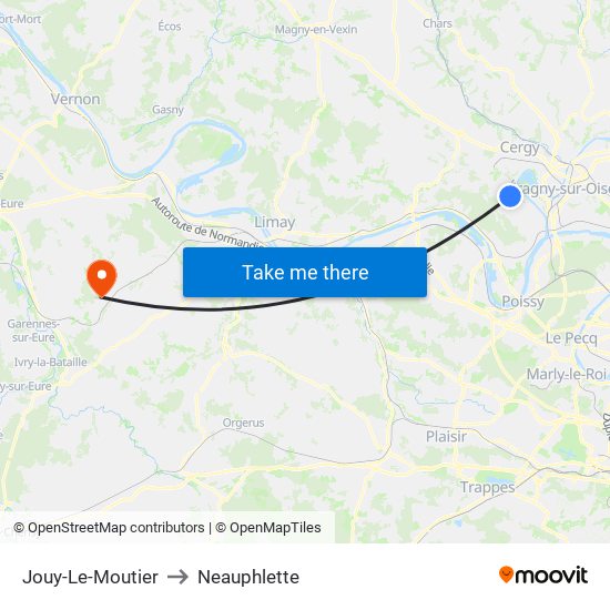 Jouy-Le-Moutier to Neauphlette map