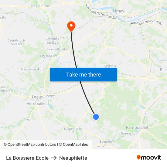 La Boissiere-Ecole to Neauphlette map