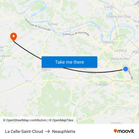 La Celle-Saint-Cloud to Neauphlette map